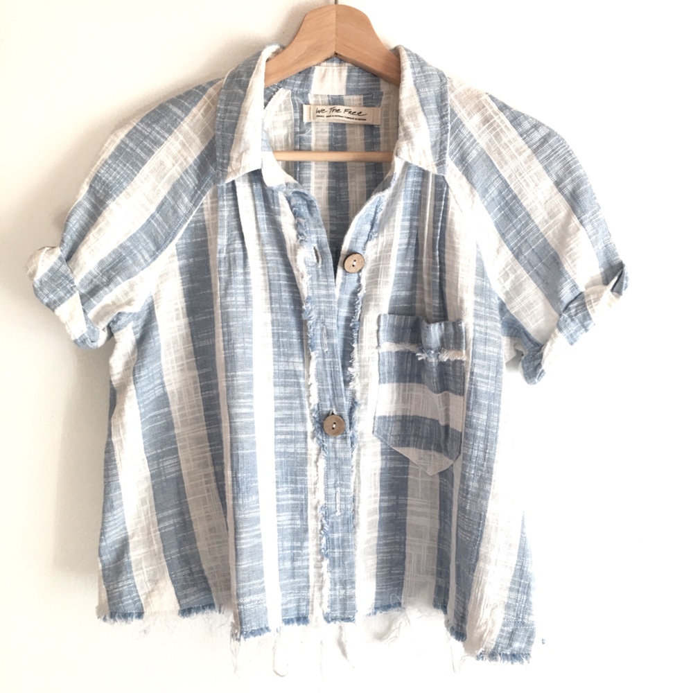 Free People Cropped Button Down Top